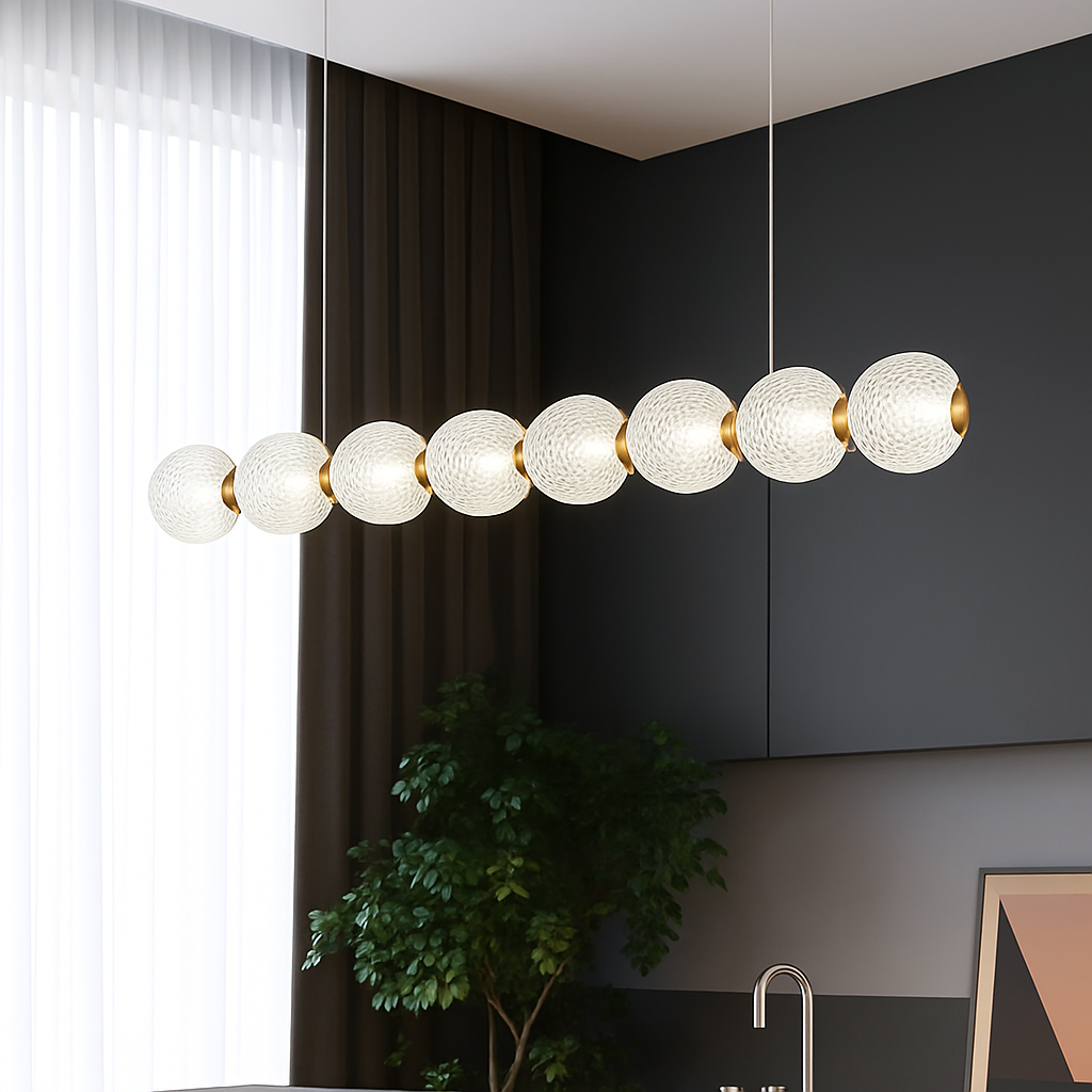 suspension led minimaliste en boule acrylique hauteur réglable