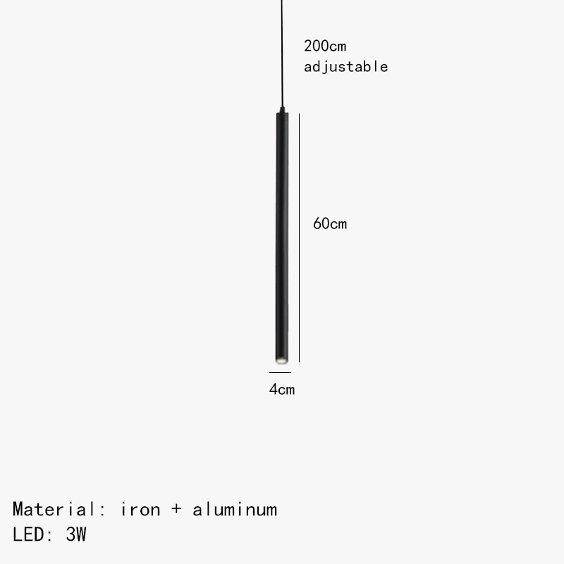 suspension led minimaliste en fer et aluminium réglable pour intérieur