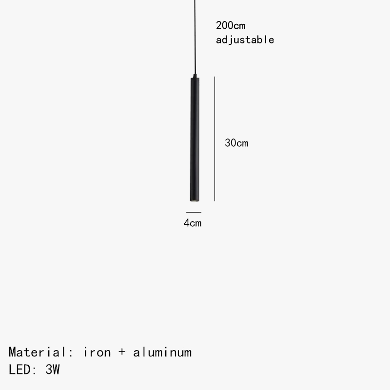 suspension led minimaliste en fer et aluminium réglable pour intérieur