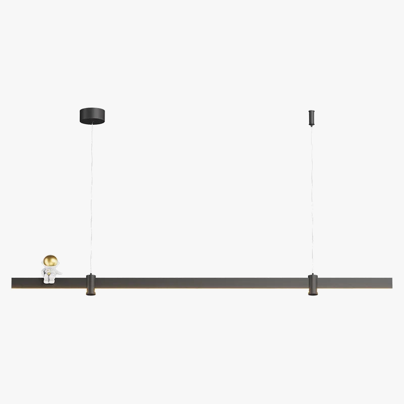 suspension led minimaliste moderne en acier brossé noir