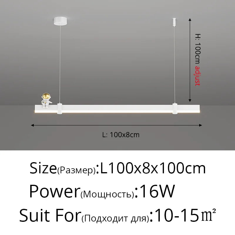 suspension led minimaliste moderne en acier brossé noir