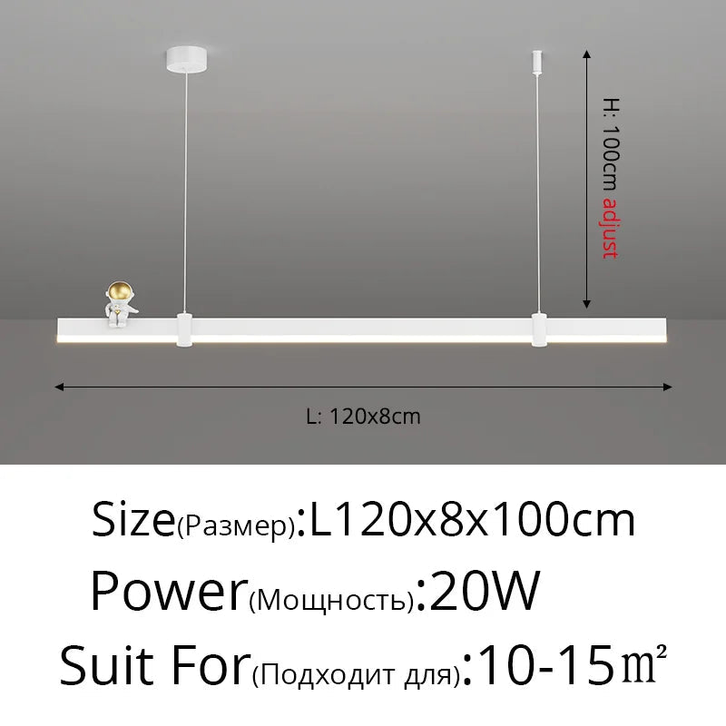 suspension led minimaliste moderne en acier brossé noir