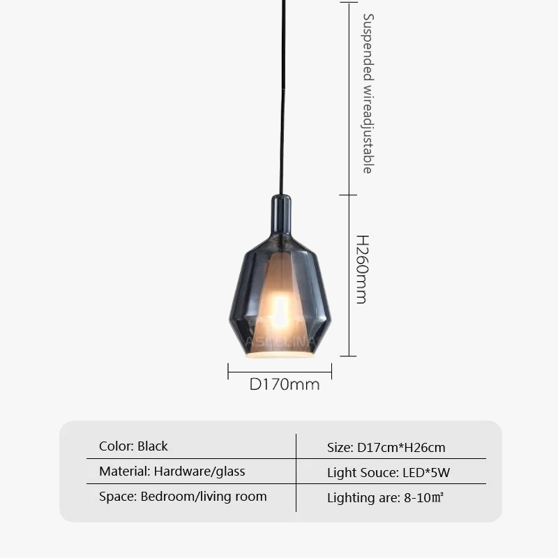 Suspension LED minimaliste verre violet
