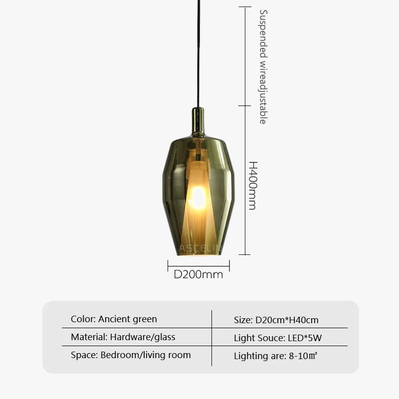 Suspension LED minimaliste verre violet