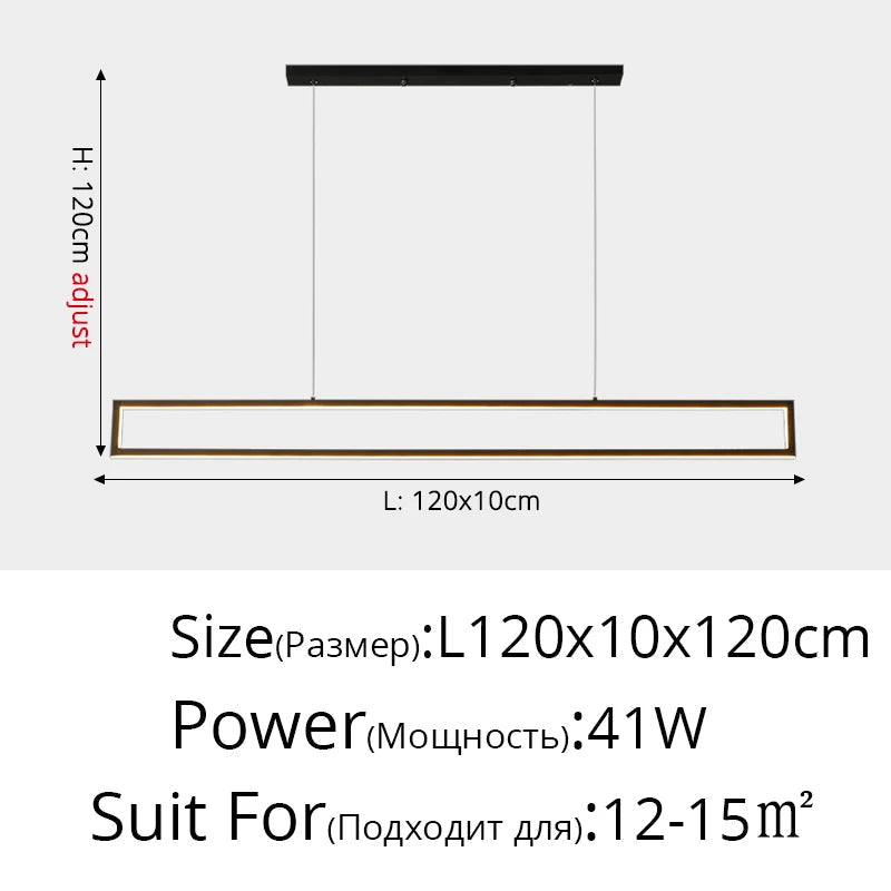 suspension led moderne éclairage intérieur design rectangulaire
