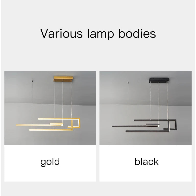 suspension à led moderne design rectangulaire intensité variable
