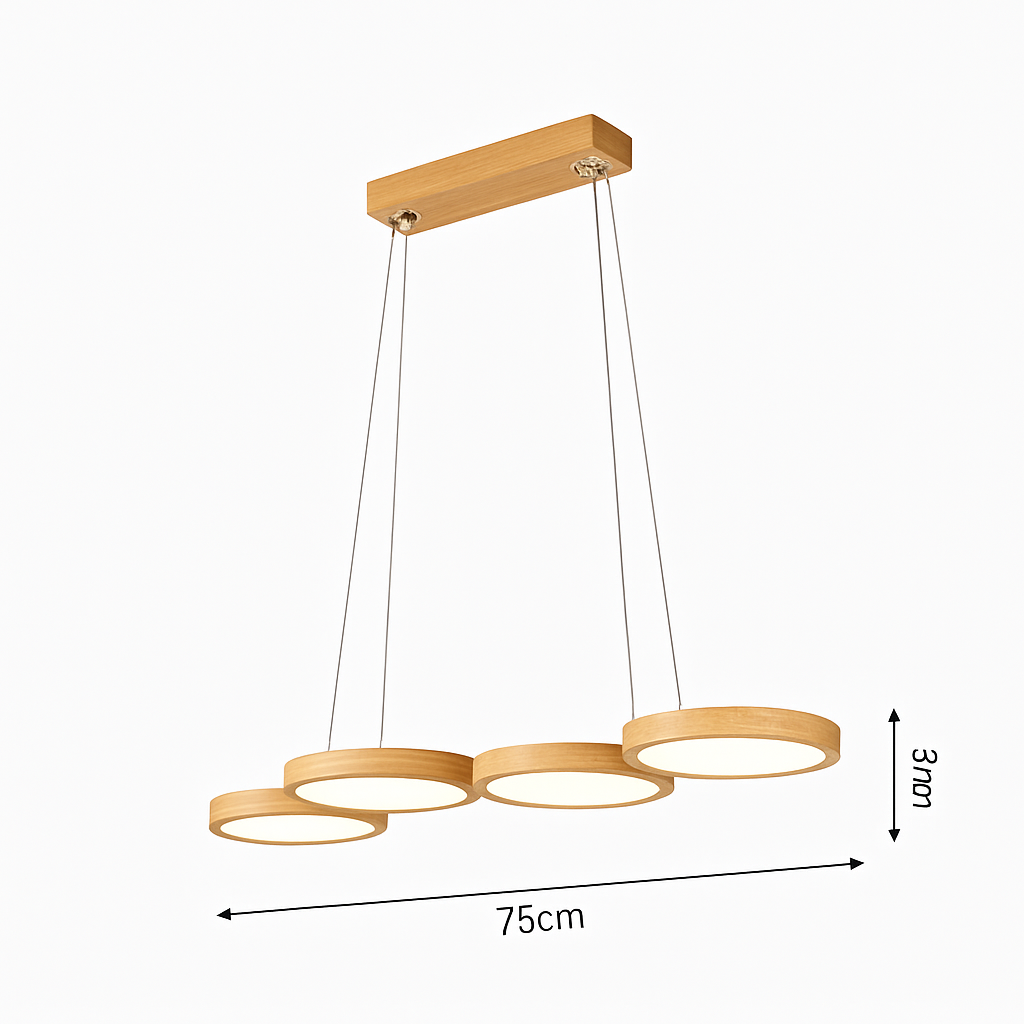 suspension led moderne en bois pour table de cuisine