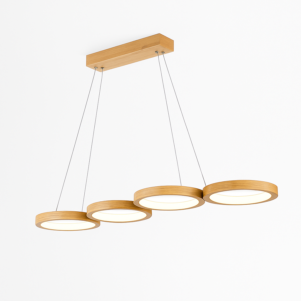 suspension led moderne en bois pour table de cuisine