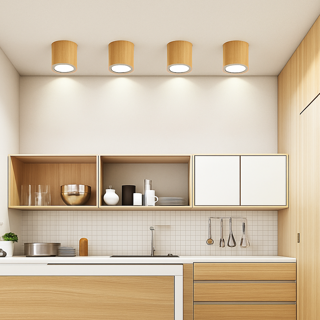 suspension led moderne en bois pour table de cuisine