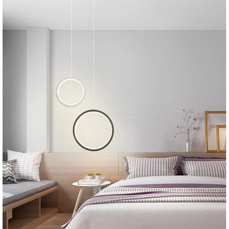 suspension led moderne en forme d'anneau pour décoration maison