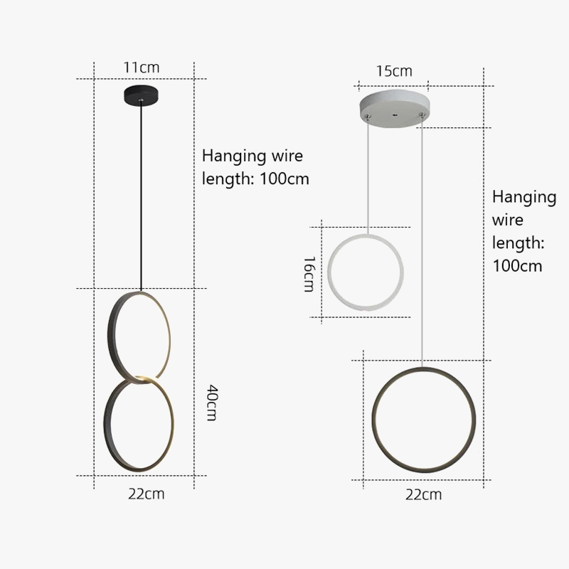 suspension led moderne en forme d'anneau pour décoration maison