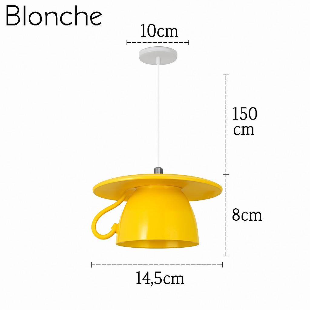 Suspension LED moderne en forme de tasse à caf renservée