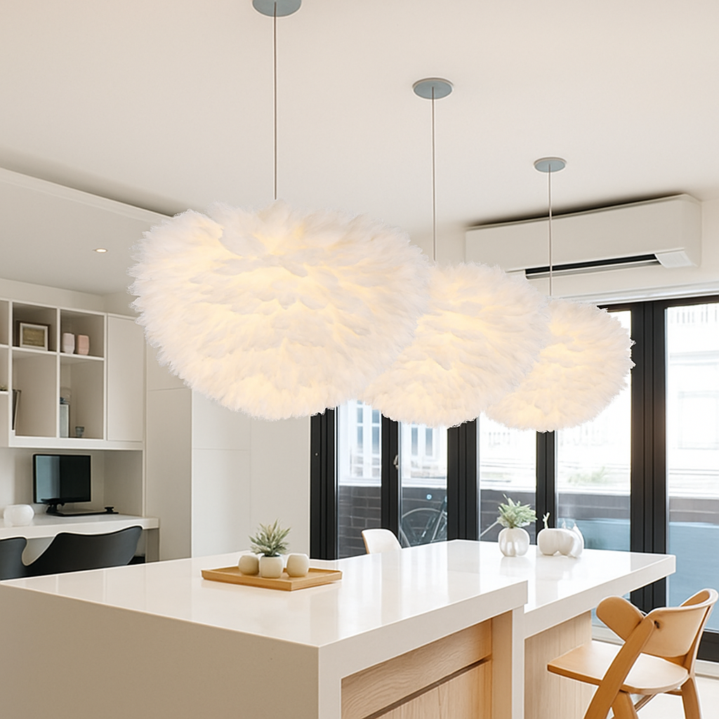 Suspension LED moderne fleurie blanche