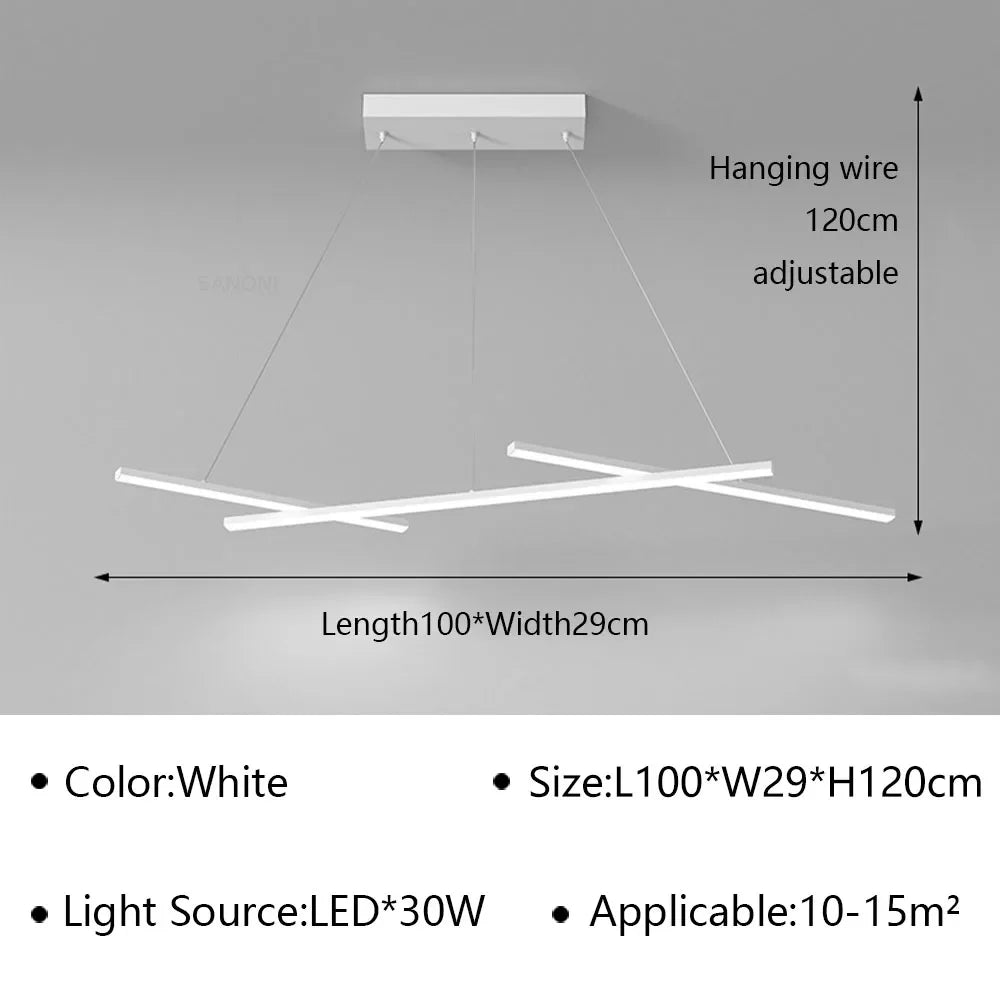 suspension led moderne minimaliste en fer art ligne