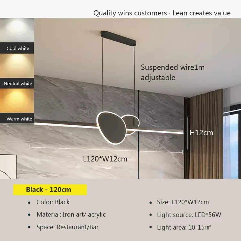 suspension LED moderne pour décoration intérieure élégante