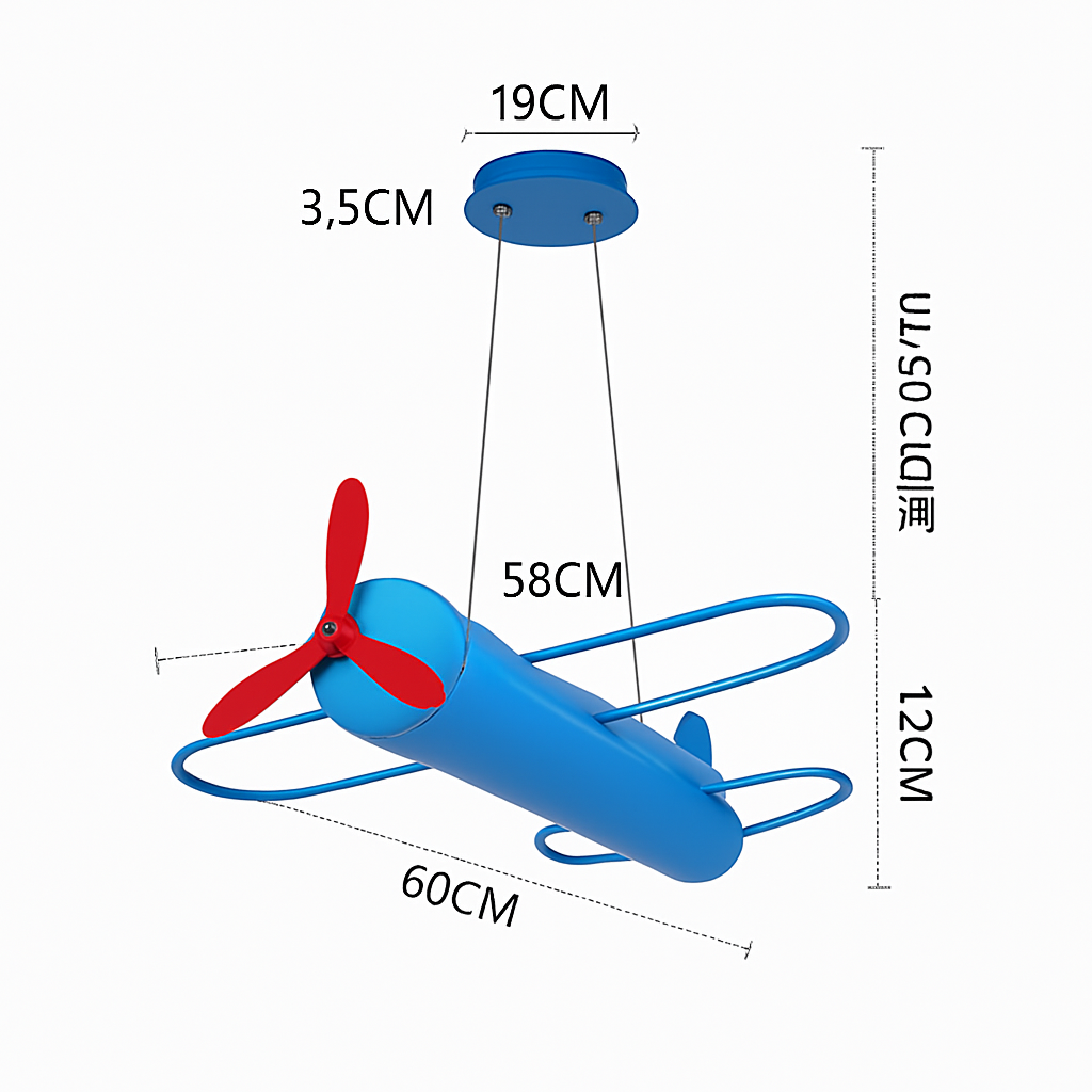 suspension led moderne pour enfants avec motif avion lumineux