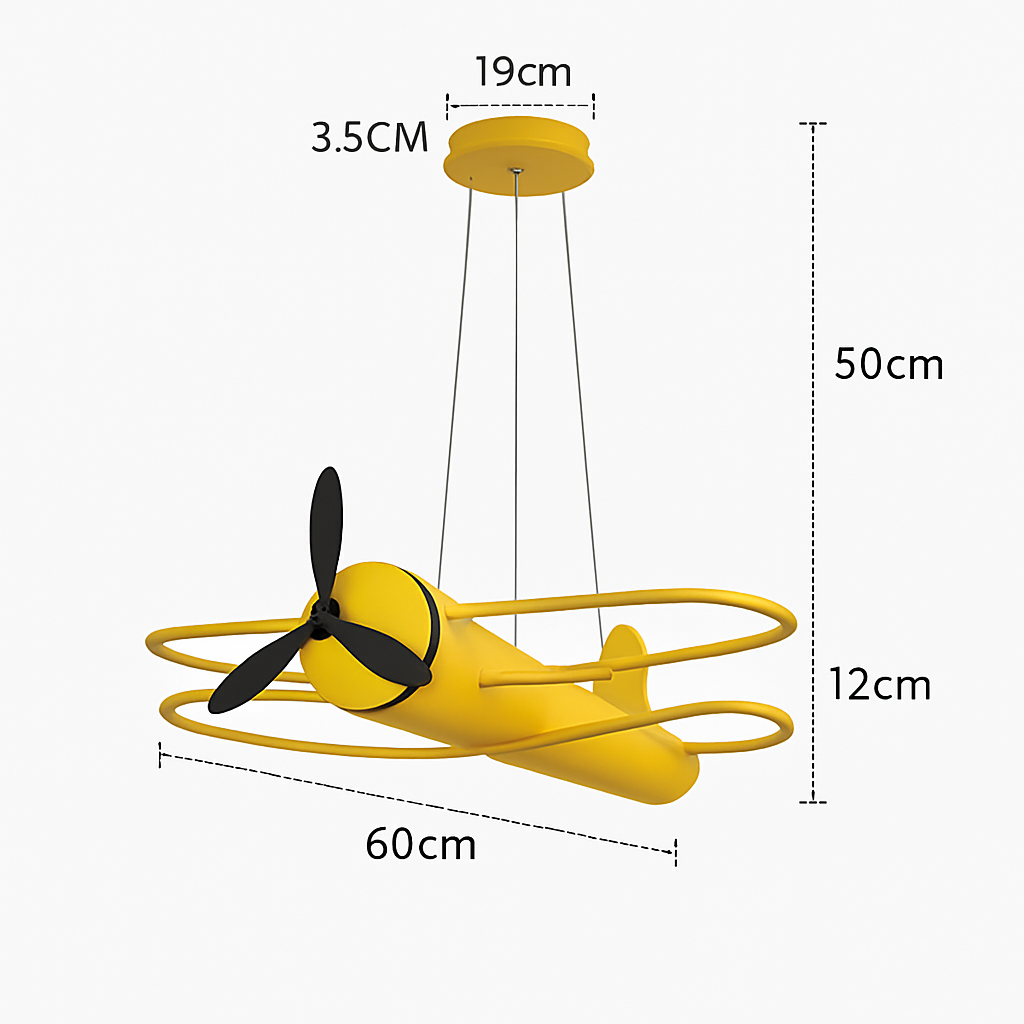 suspension led moderne pour enfants avec motif avion lumineux