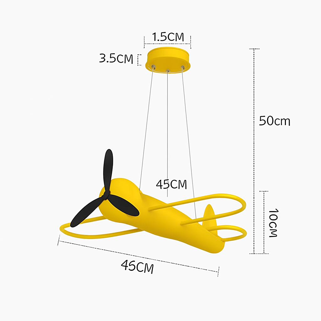suspension led moderne pour enfants avec motif avion lumineux
