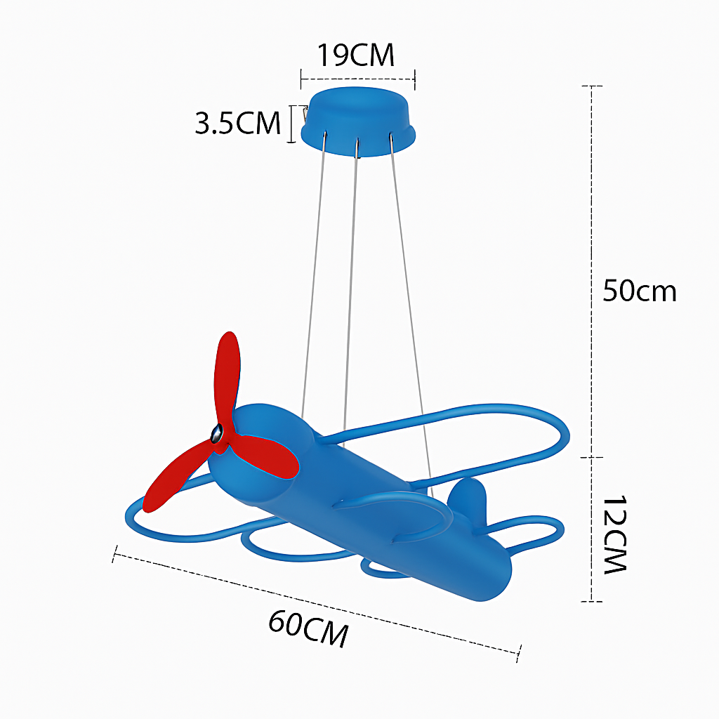suspension led moderne pour enfants avec motif avion lumineux