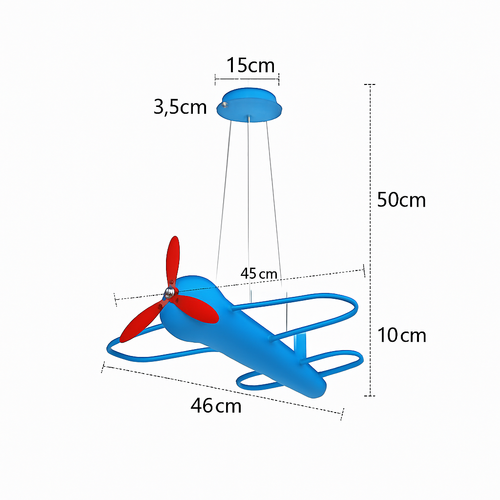 suspension led moderne pour enfants avec motif avion lumineux