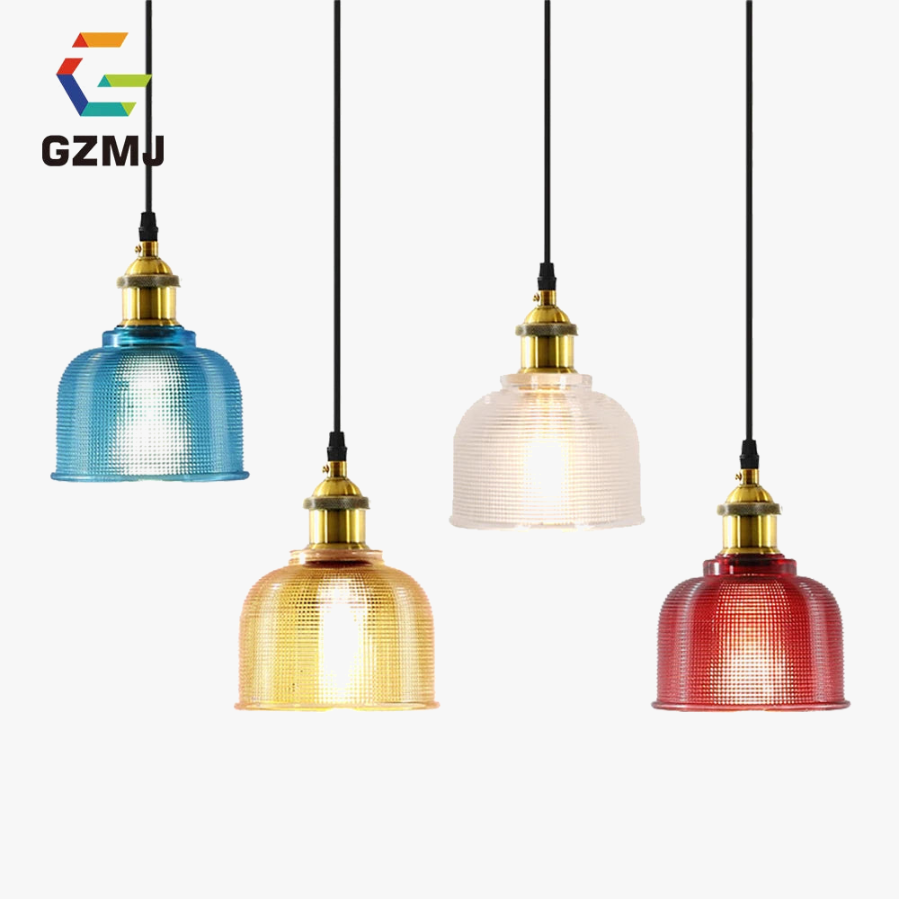 suspension led moderne rétro gzmj rayure bonbons verre