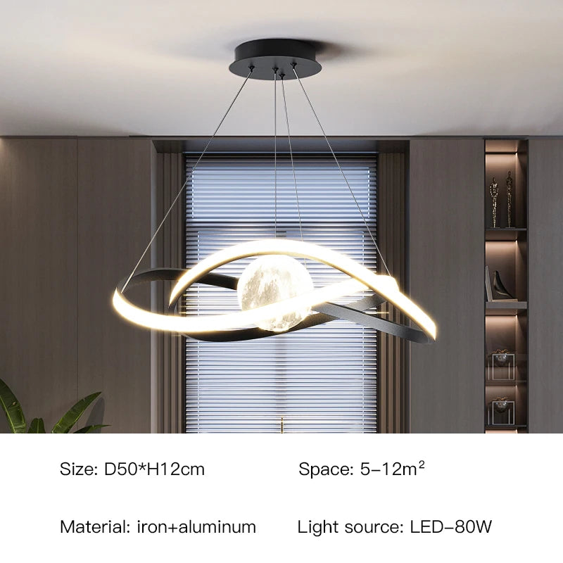 suspension led moderne style art noir pour intérieur