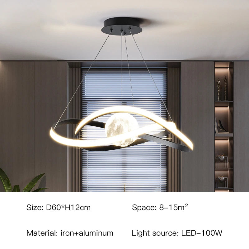 suspension led moderne style art noir pour intérieur