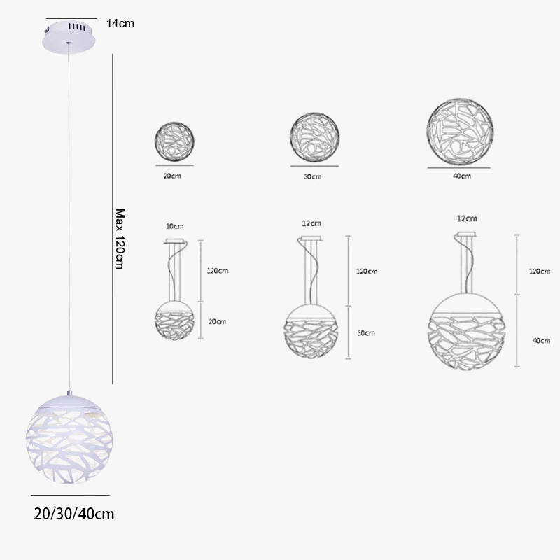 suspension led modernes avec abat-jour creux puzzles