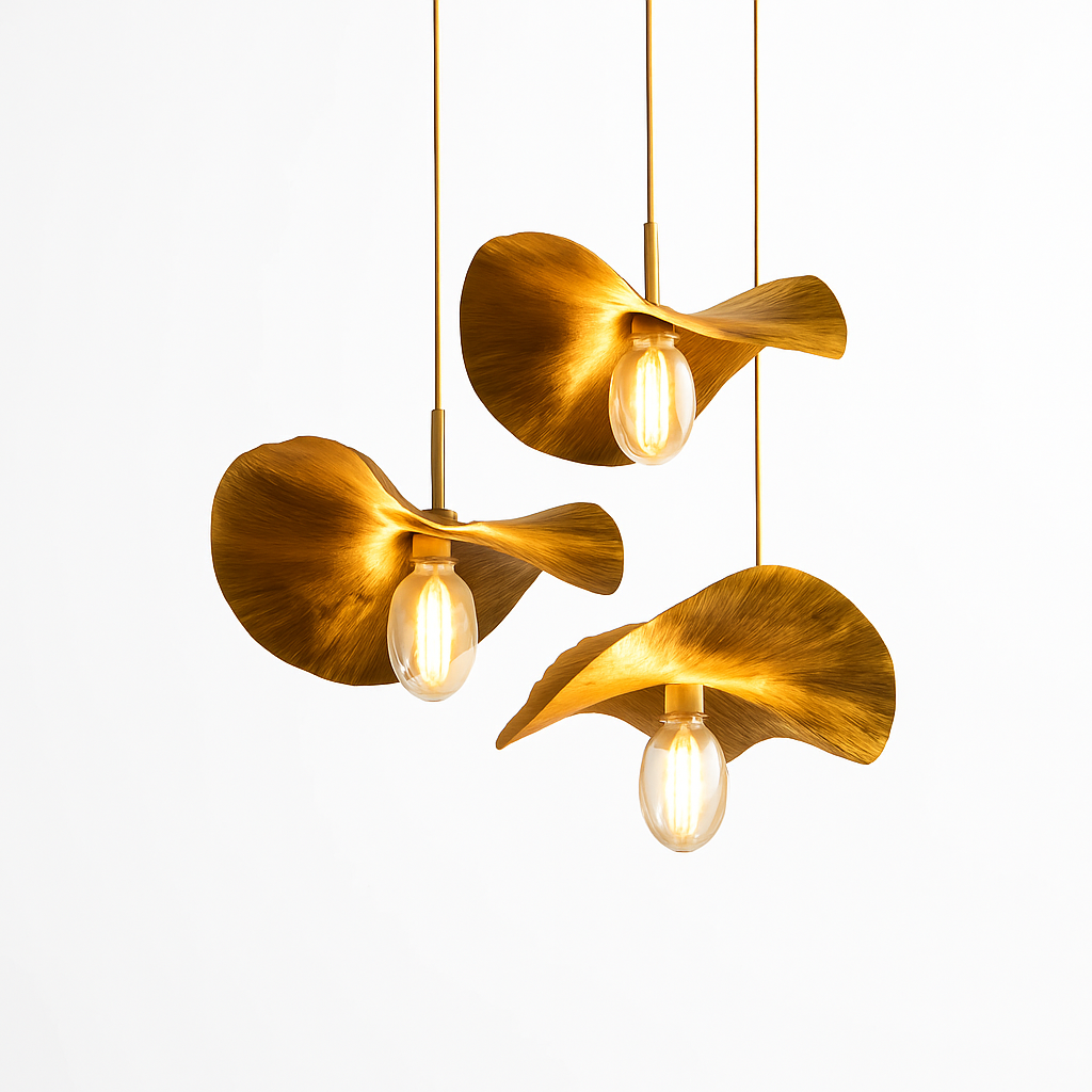 Suspension LED modernes en laiton feuille de Lotus pour Restaurant Table basse cuisine île lustre décor à la maison Lustres Luminaires