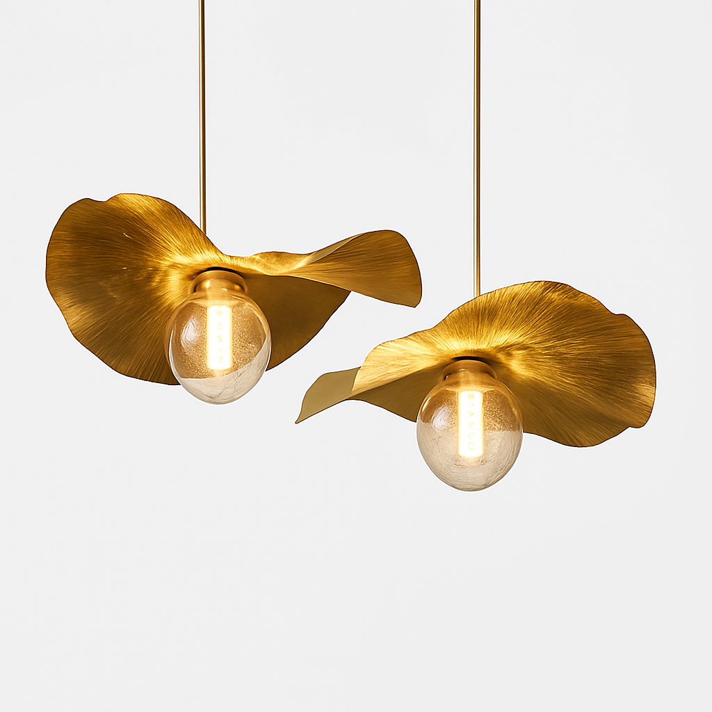 Suspension LED modernes en laiton feuille de Lotus pour Restaurant Table basse cuisine île lustre décor à la maison Lustres Luminaires
