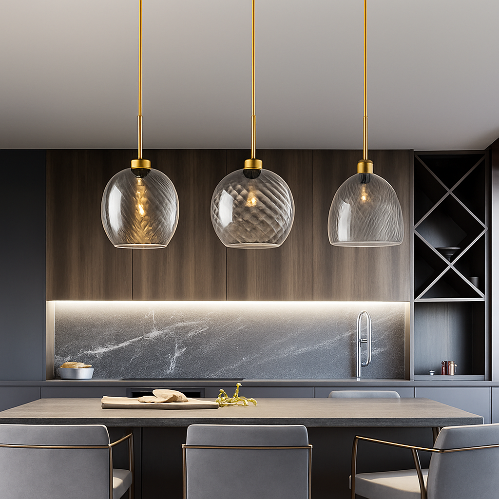 suspension led modernes en verre grain d'eau pour décoration intérieure