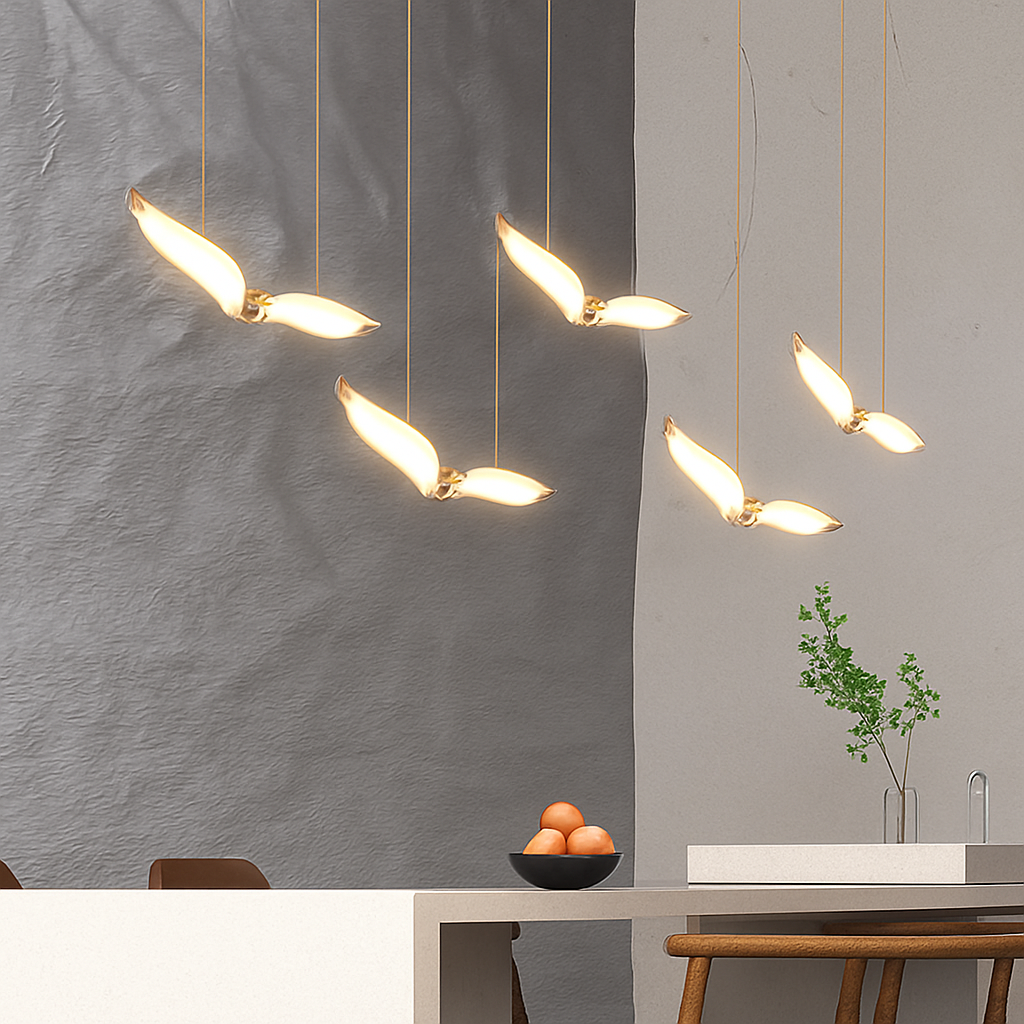 suspension led mouette acrylique de luxe éclairage intérieur