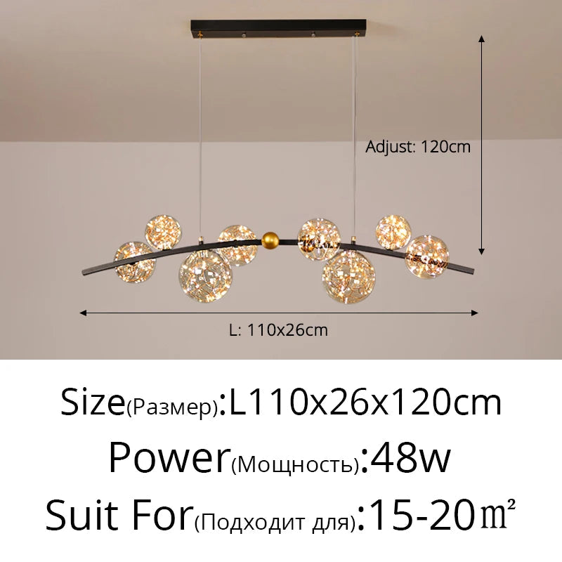 suspension led nordique boule de verre clair pour bar restaurant