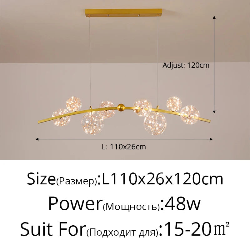 suspension led nordique boule de verre clair pour bar restaurant
