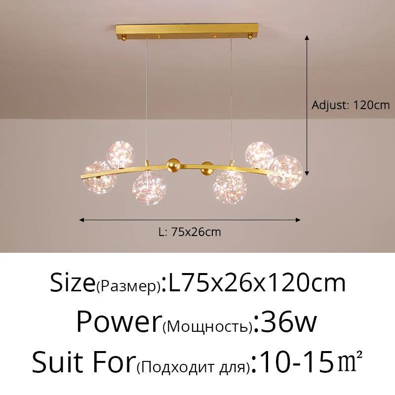 suspension led nordique boule de verre clair pour bar restaurant