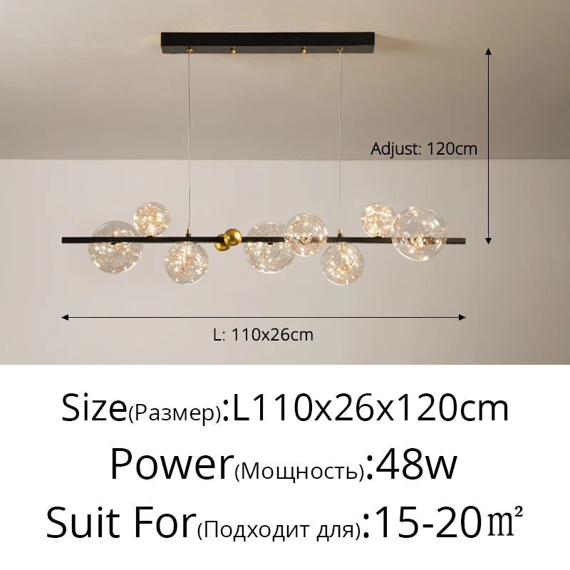 suspension led nordique boule de verre clair pour bar restaurant