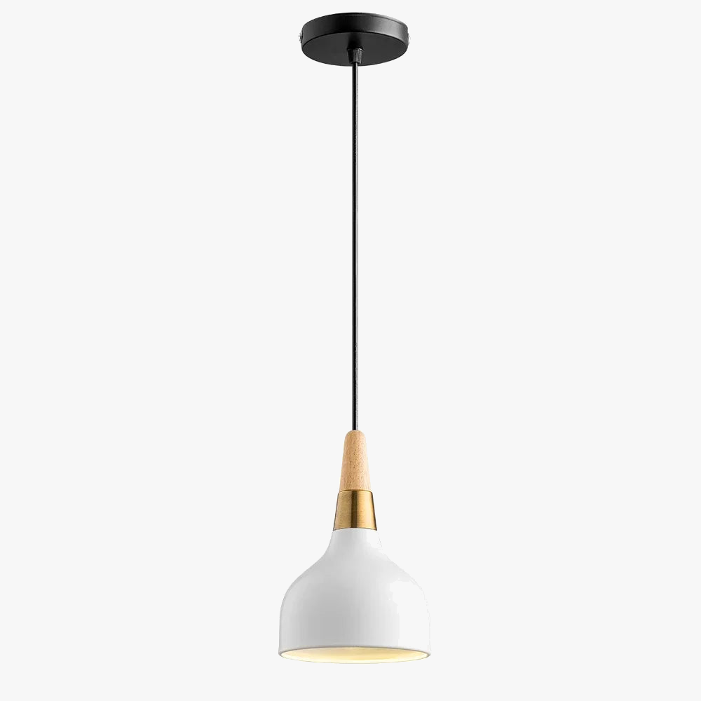 suspension led nordique en fil de fer forme macaron en bois