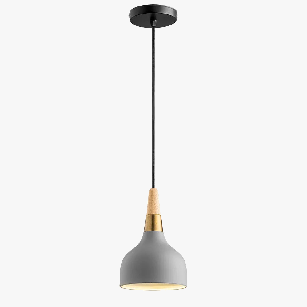 suspension led nordique en fil de fer forme macaron en bois