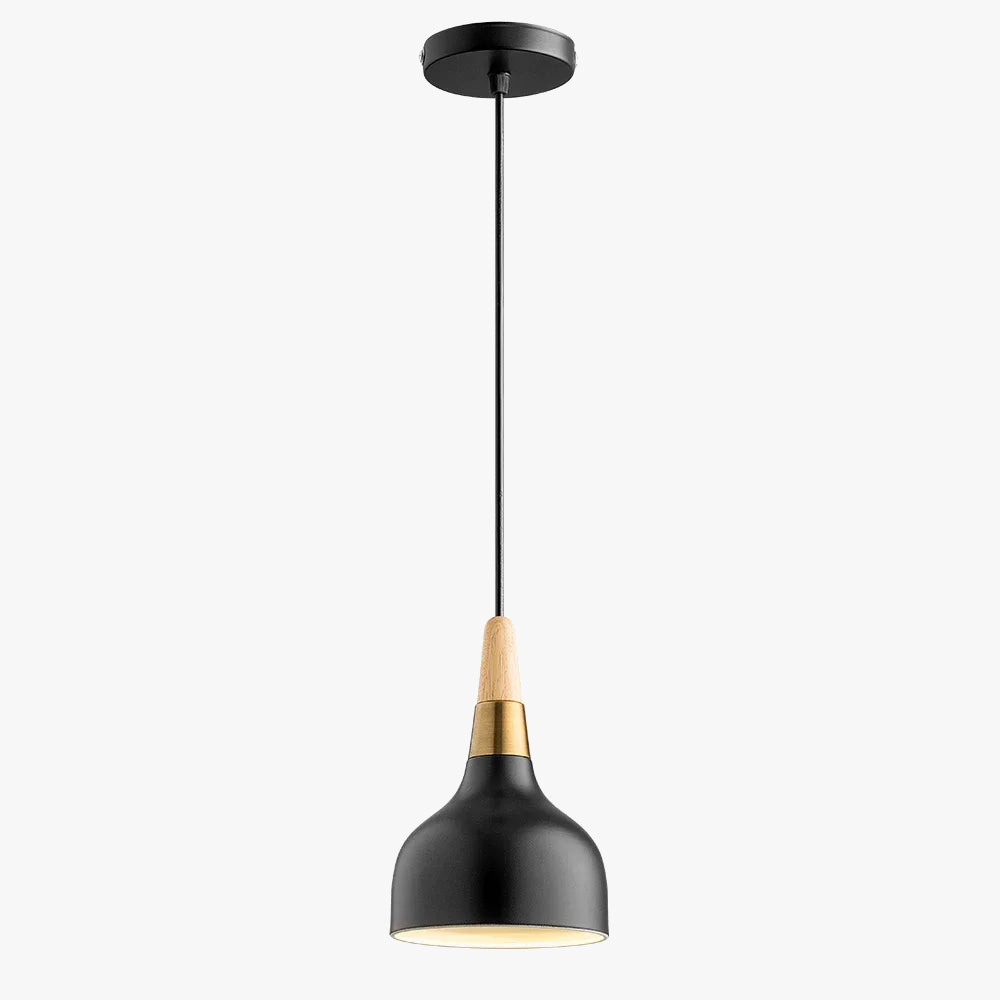 suspension led nordique en fil de fer forme macaron en bois