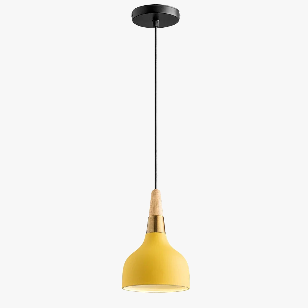 suspension led nordique en fil de fer forme macaron en bois