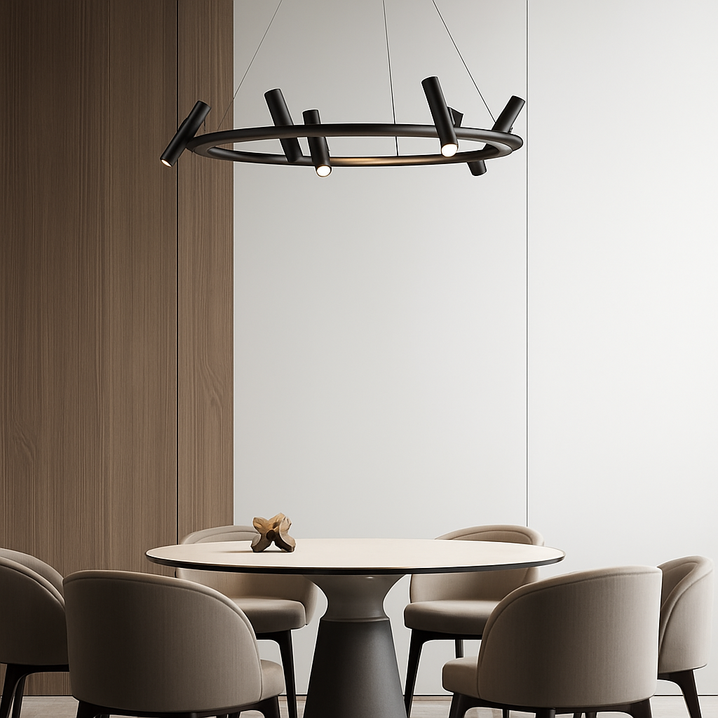 suspension led nordique en métal noir rotative pour intérieur