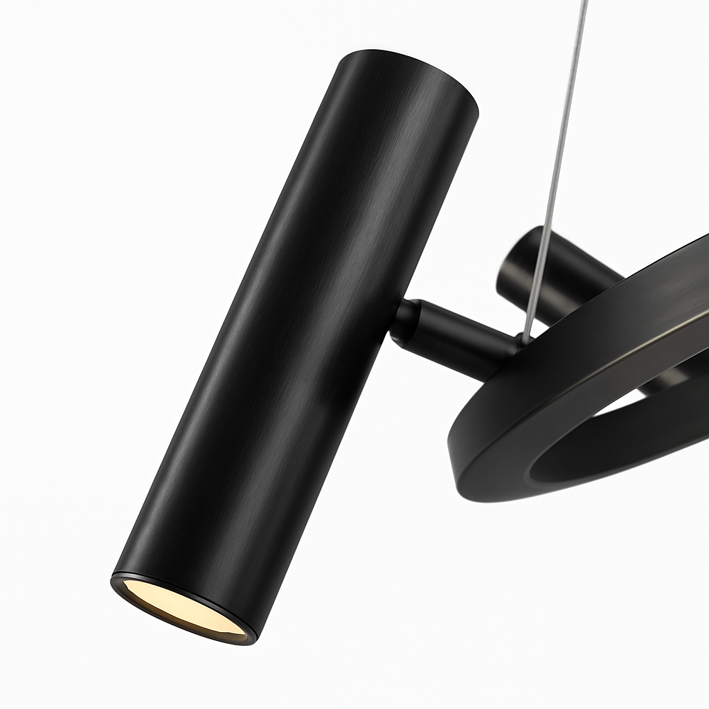suspension led nordique en métal noir rotative pour intérieur