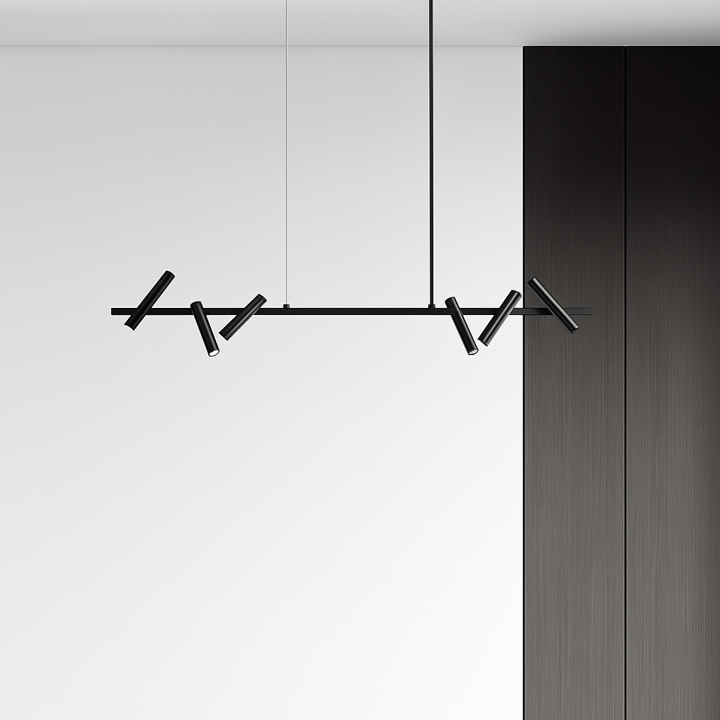 suspension led nordique en métal noir rotative pour intérieur