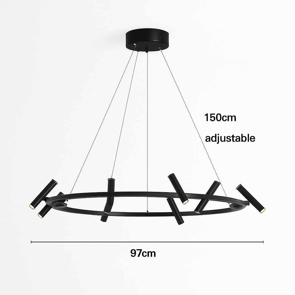 suspension led nordique en métal noir rotative pour intérieur