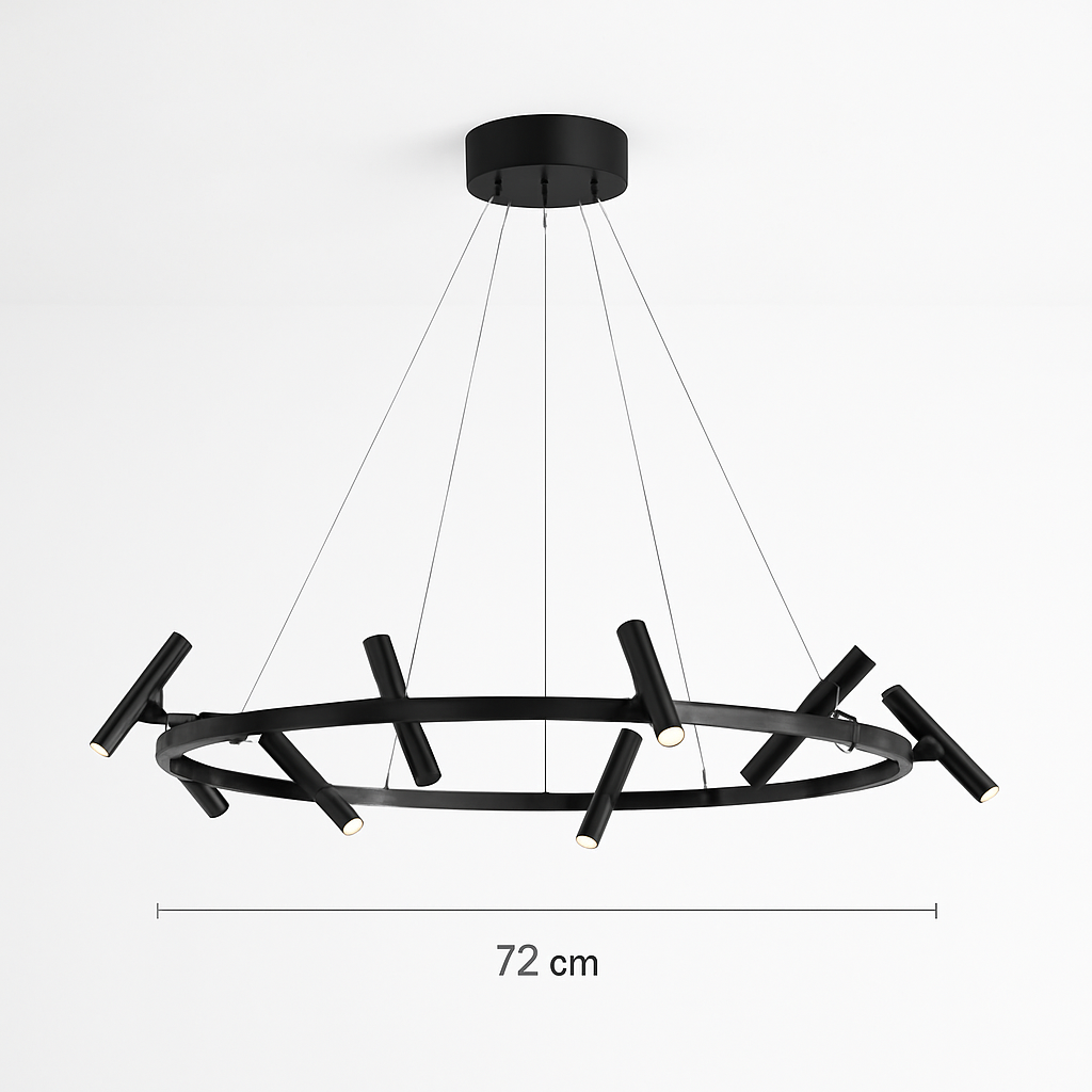 suspension led nordique en métal noir rotative pour intérieur