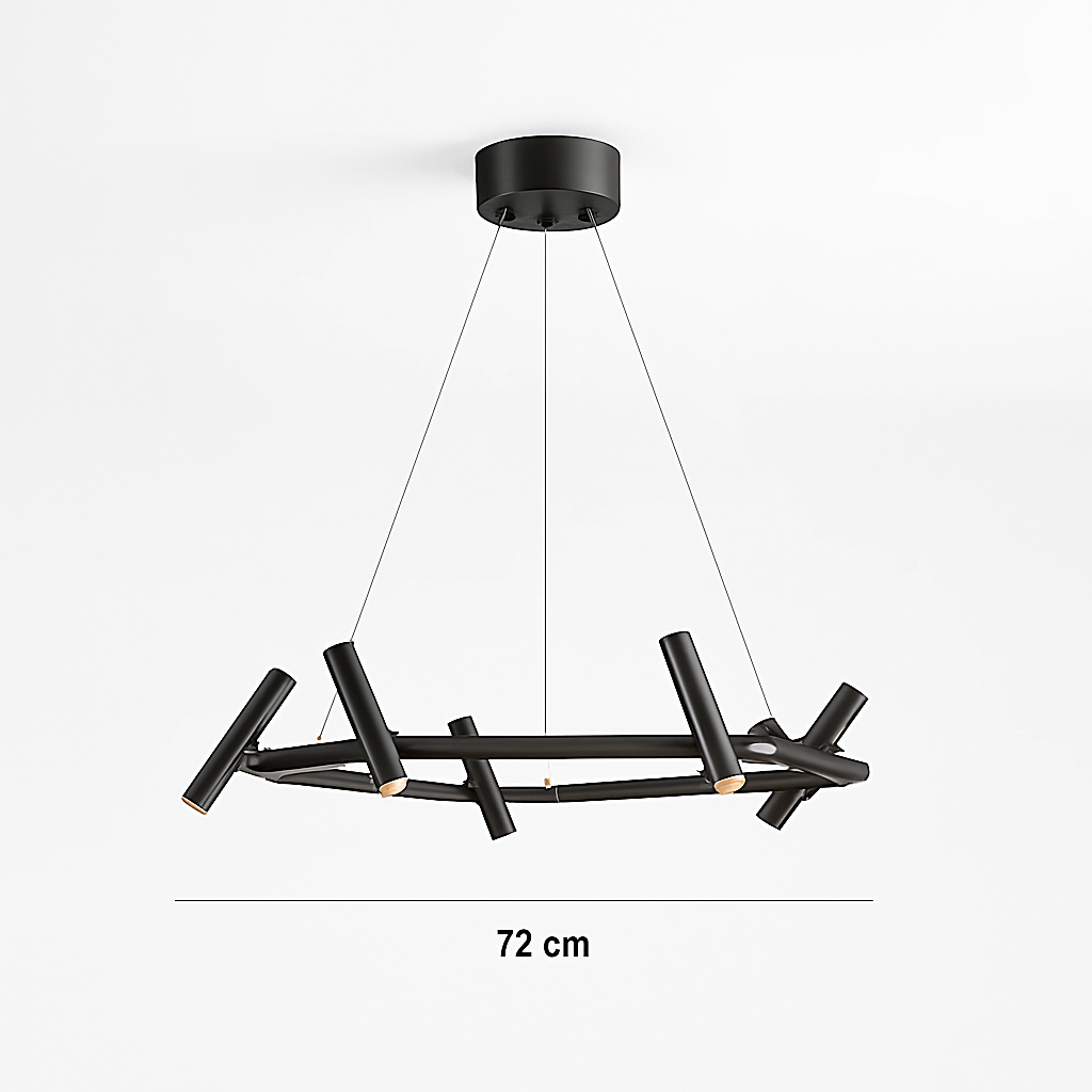 suspension led nordique en métal noir rotative pour intérieur
