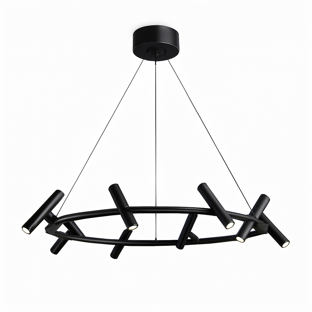 suspension led nordique en métal noir rotative pour intérieur