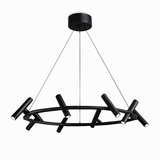suspension led nordique en métal noir rotative pour intérieur