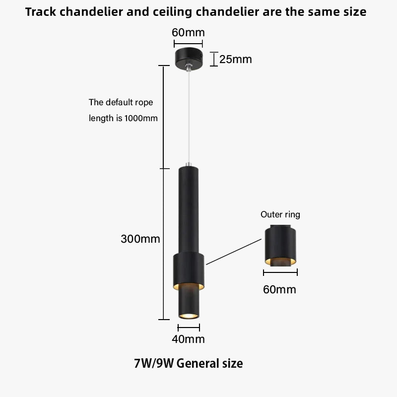 suspension à led nordique tube long éclairage intérieur dimmable