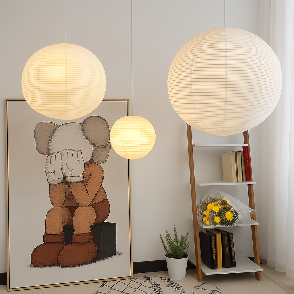 Suspension LED papier japonais sphères